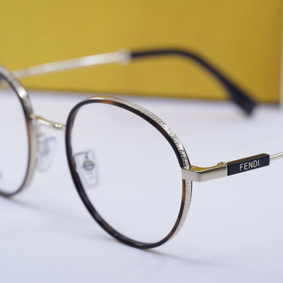Fendi FE50052U 032 Round Eyeglasses 51mm – Havana/Gold - Picture 8 of 11